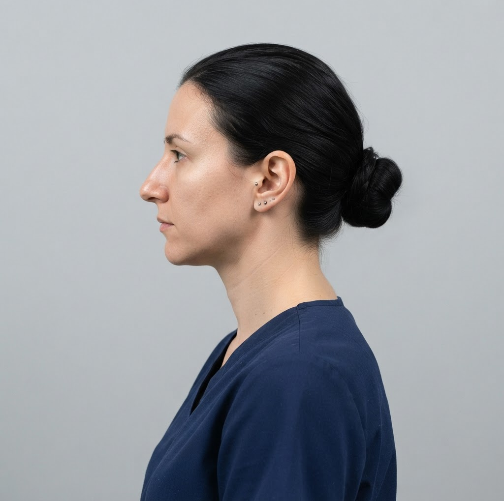 Rhinoplasty result, after