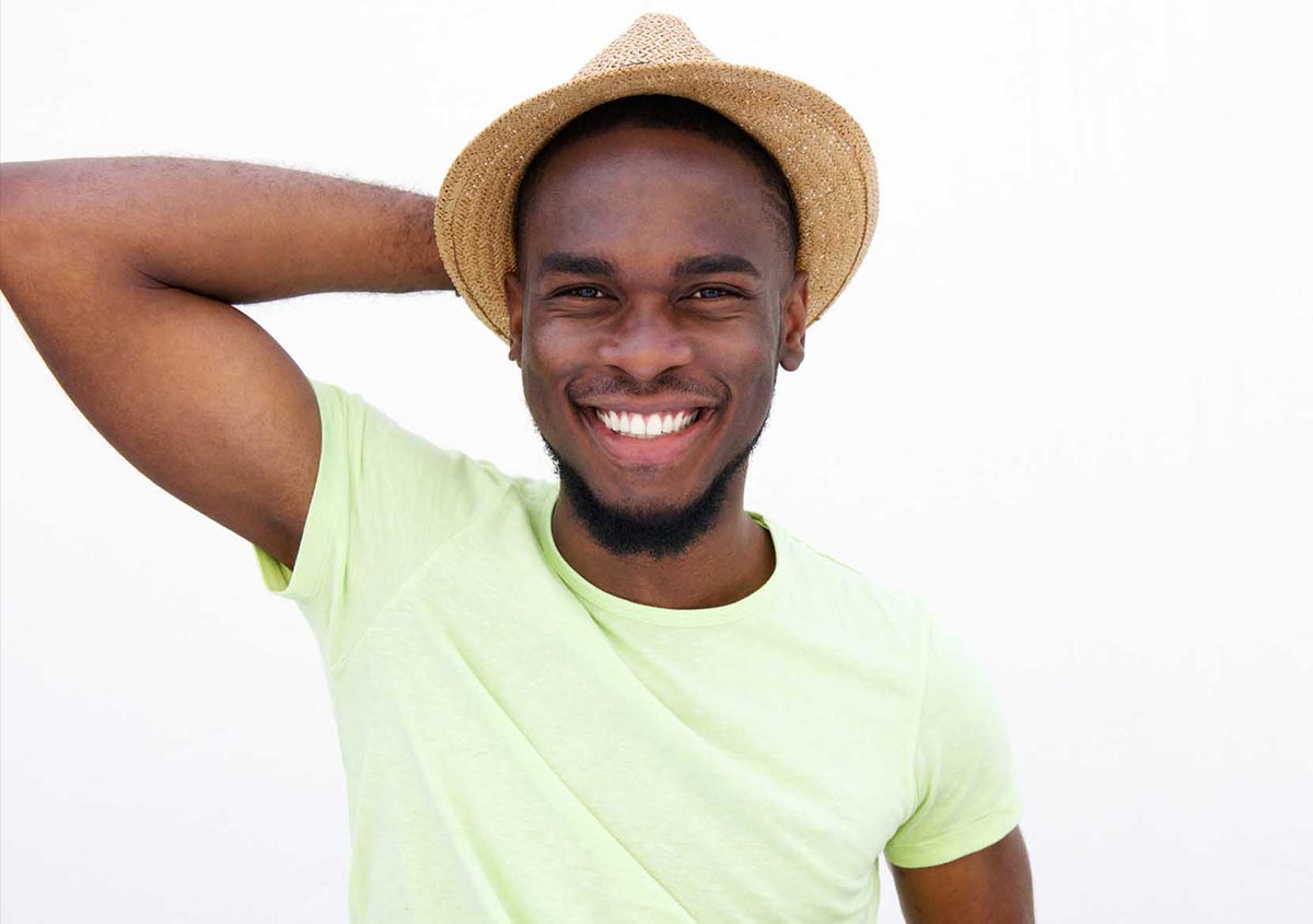 A happy African American man smiling