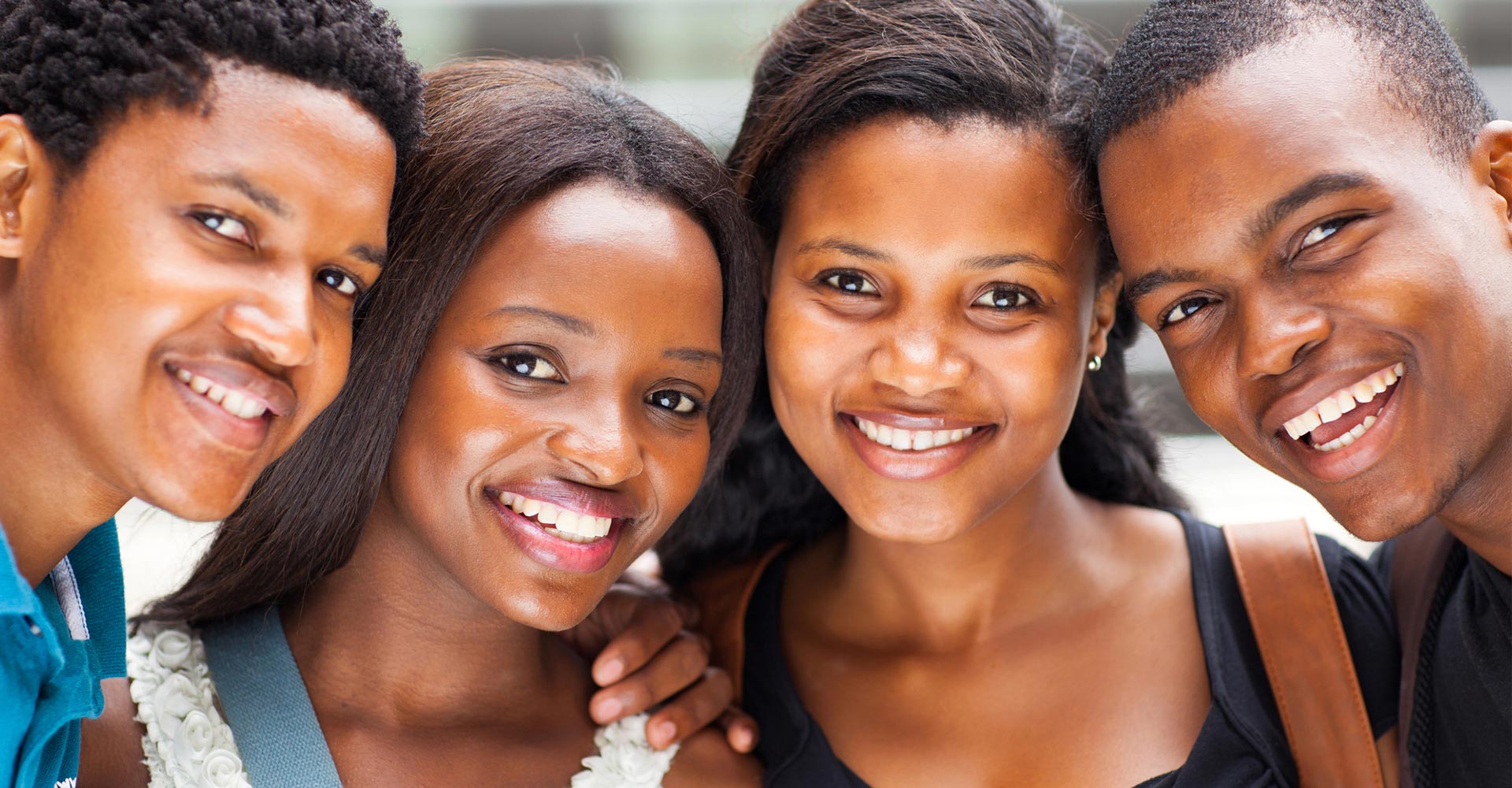 Group of african american college students closeup