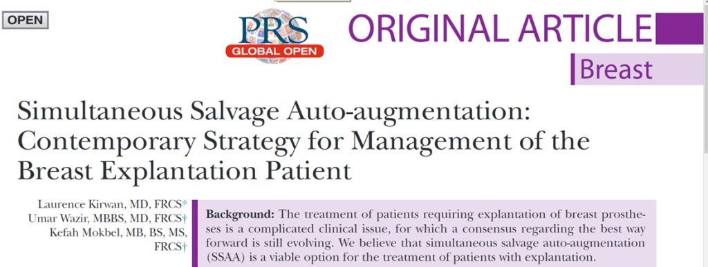 March Issue of the prestigious peer reviewed Plastic and Reconstructive Surgery, Global Open (PRS GO).